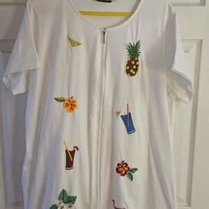 Embroidered White Swim Coverup